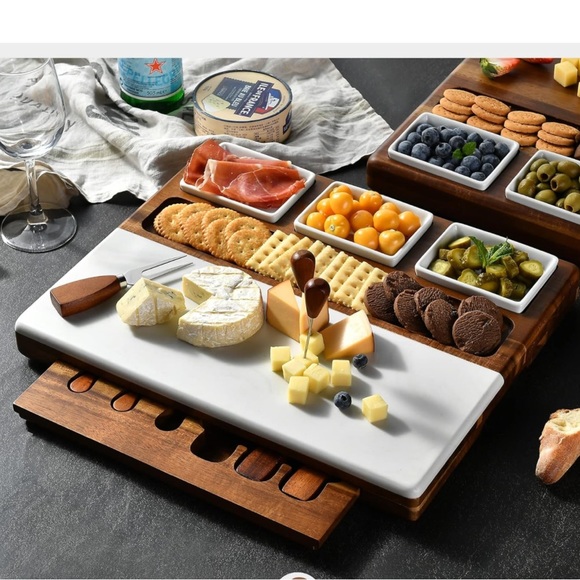 Charcuterie Board Set- Marble and Wood - Picture 3 of 4